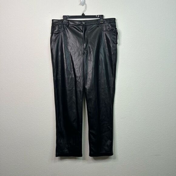 Joie NWT Black Vegan Leather The Joie Pant Shiny Plus Size 16 - Picture 1 of 16